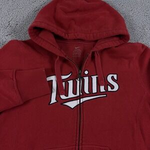 Nike Minnesota Twins Hoodie Mens Medium Red Full Zip Fleece Sweatshirt MLB Y2K
